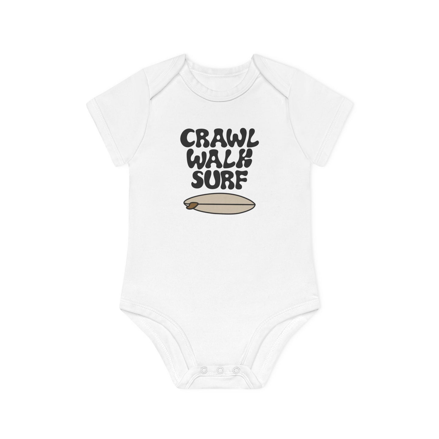 Crawl walk surf organic haby bodysuit