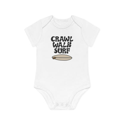 Crawl walk surf organic haby bodysuit