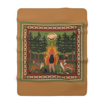 Witch Forest Animals Sherpa Fleece Blanket