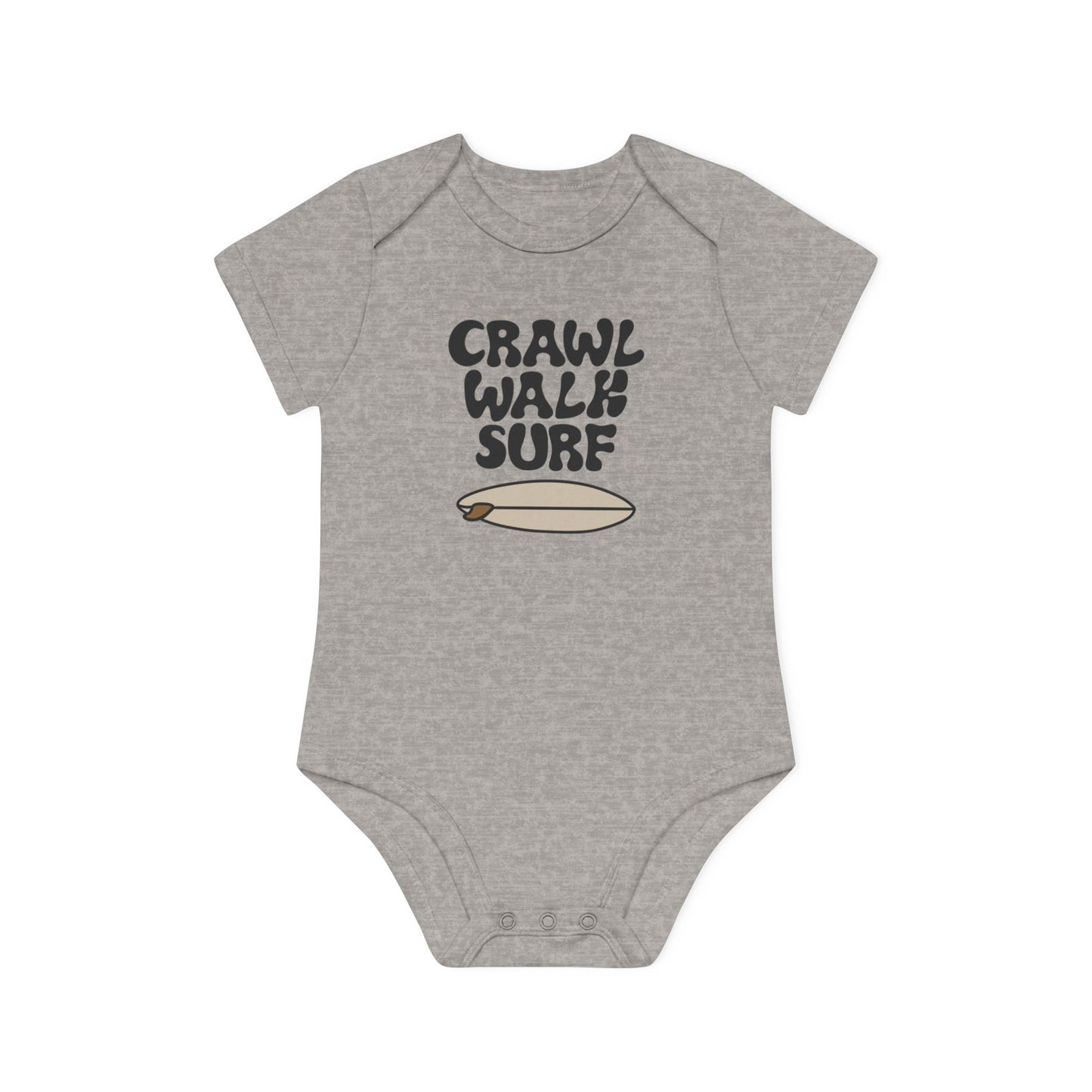 Crawl walk surf organic haby bodysuit