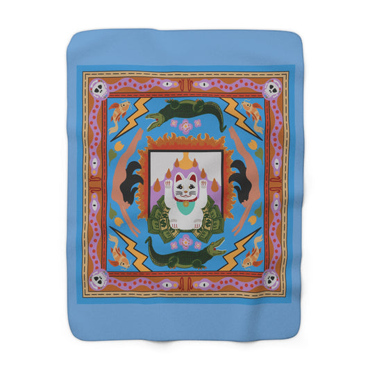 Happy Cat Sherpa Fleece Blanket