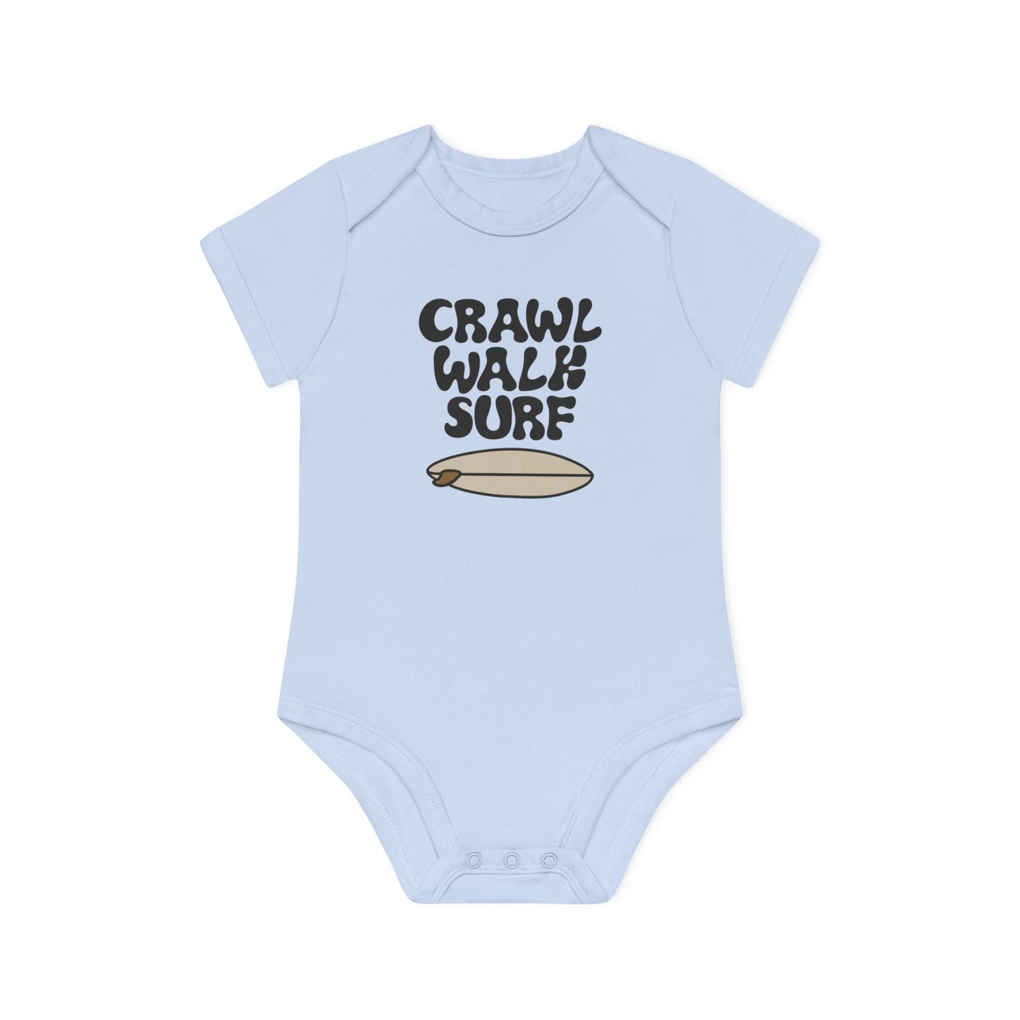 Crawl walk surf organic haby bodysuit