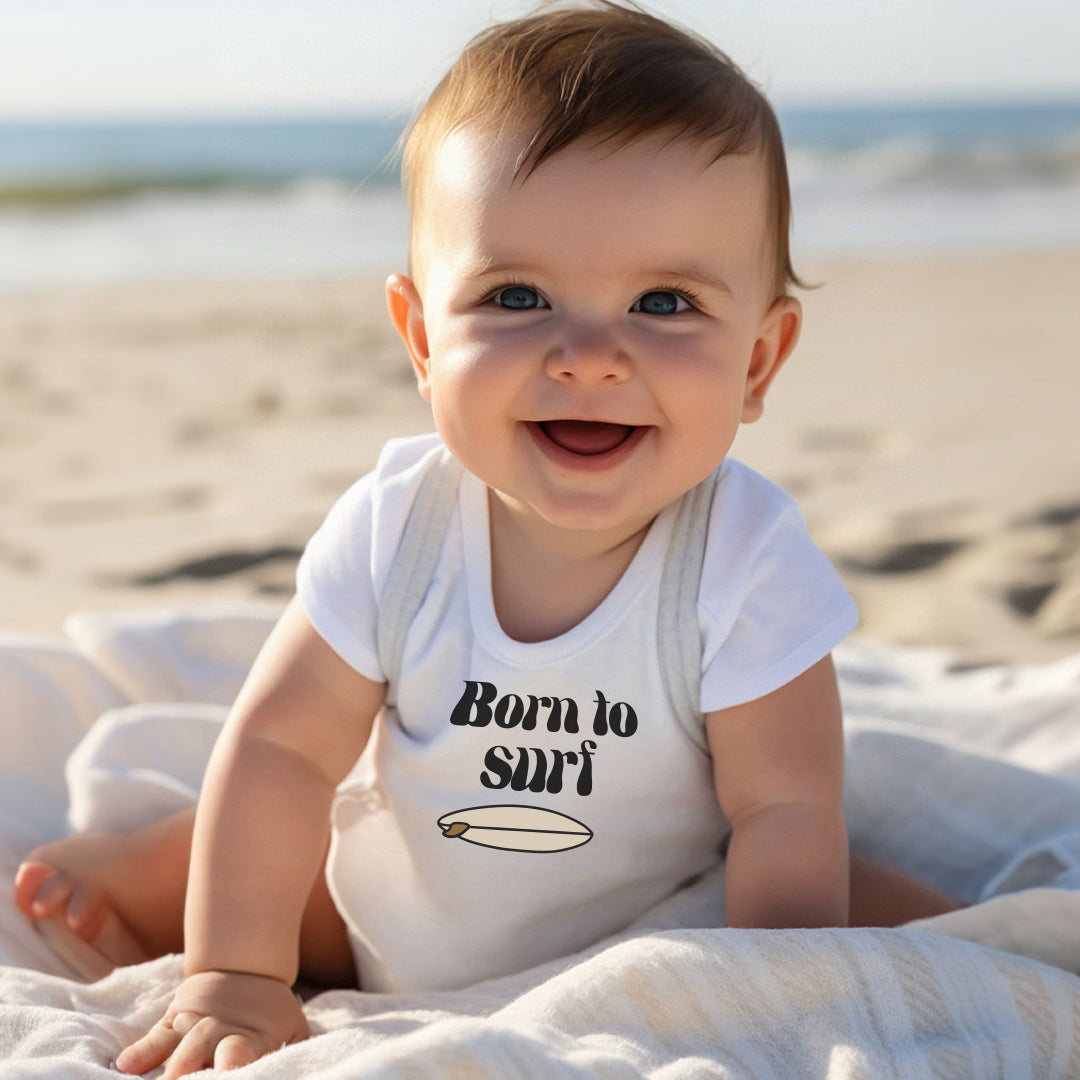 Born to surf organic baby bodysuit